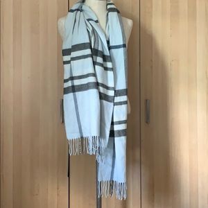 Lord & Taylor 36”x20” Light Blue Plaid Scarf Wrap